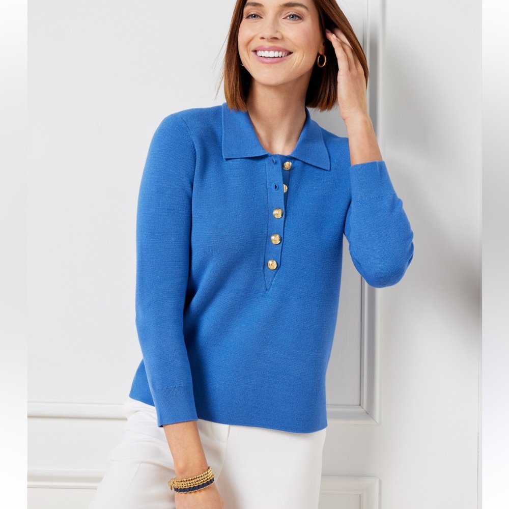 Talbots Petite Blue Polo Sweater